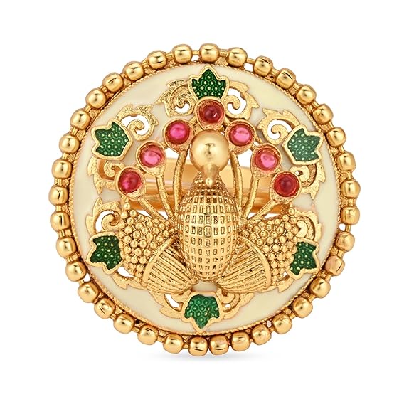 Gold Plated Traditional Design Comfort Fit Finger Ring For Women & Girls