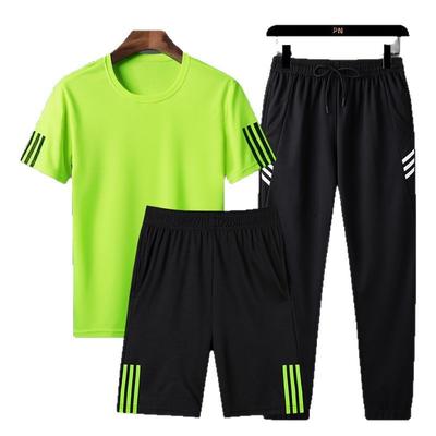 Set a maniche corte, Set sportivo estivo casual ampio, Set da uomo a tre pezzi