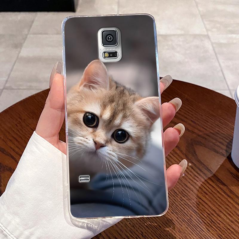 For Samsung Galaxy S5 SV GT-I9600 G900F S5 Neo Silicone Aesthetic Fashion Cute Cat Soft TPU Back Cover Transparent Phone Case