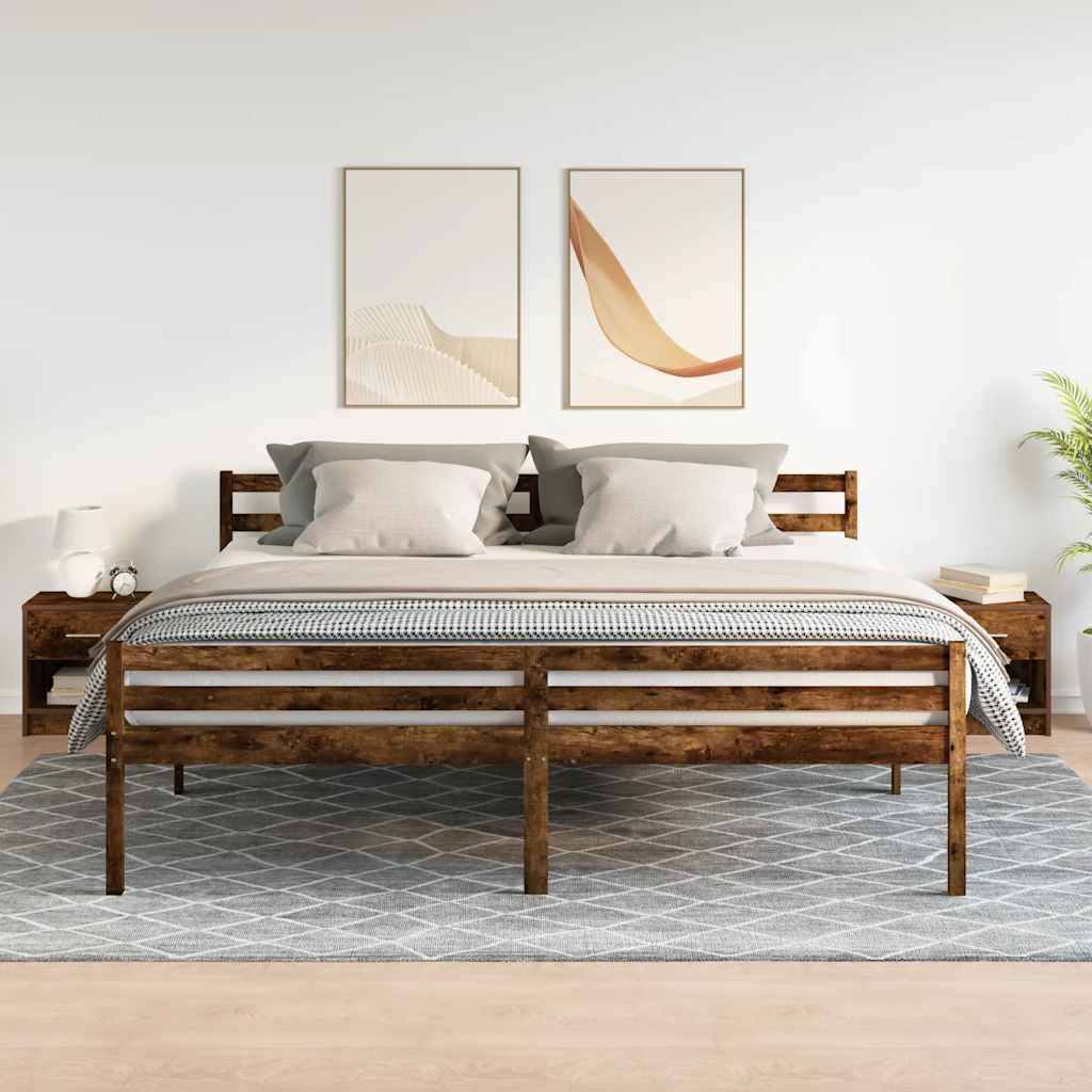Nightstands 2 Pcs with Drawer Smoked Oak Finish 39 X 28 X 41 Cm