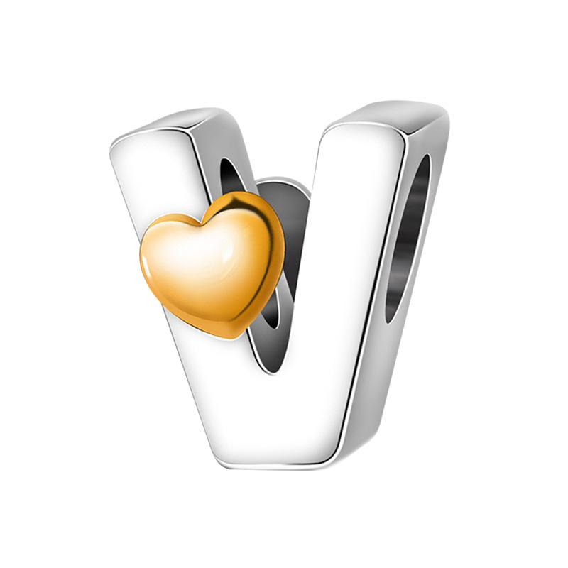 Alphabet Letter A Charm Pendant with Heart Accent for Bracelets Necklaces DIY Jewelry Making Accessories Compatible with Major Brands
