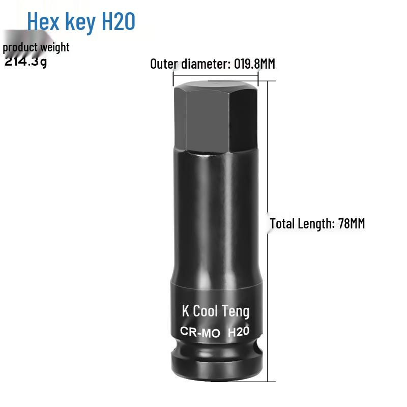 1/2 Large Air Gun Hex Screwdriver Socket Set - One-Piece Extended Pneumatic Bit Wrench