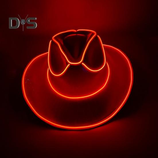 Light Up Cowgirl Hat Wireless Neon Western LED Cowboy Cap Luminous Flashing Light Bar Hat for Halloween Party Supplies