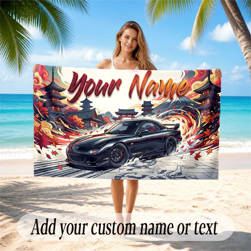 Fantasy Magic Theme Soft Beach Towel Personalized Custom Name Text Towel Portable for Beach Pool Travel