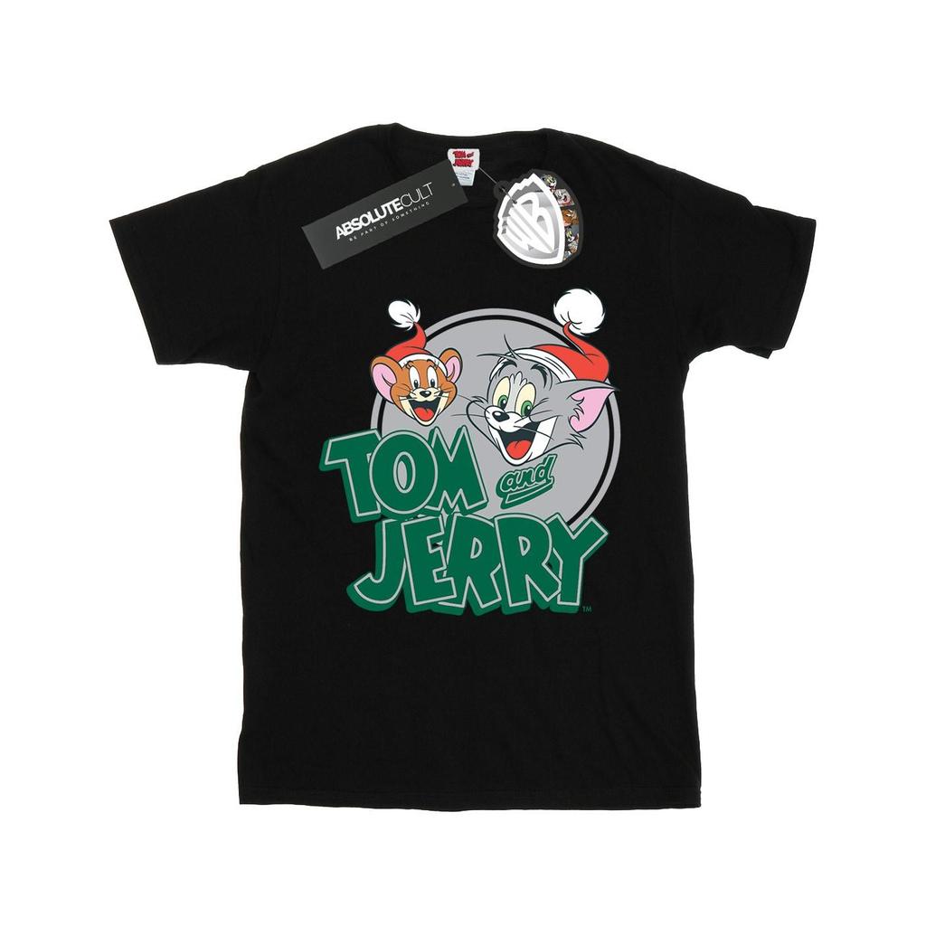 Tom and Jerry Womens/Ladies Christmas Greetings Cotton Boyfriend T-Shirt