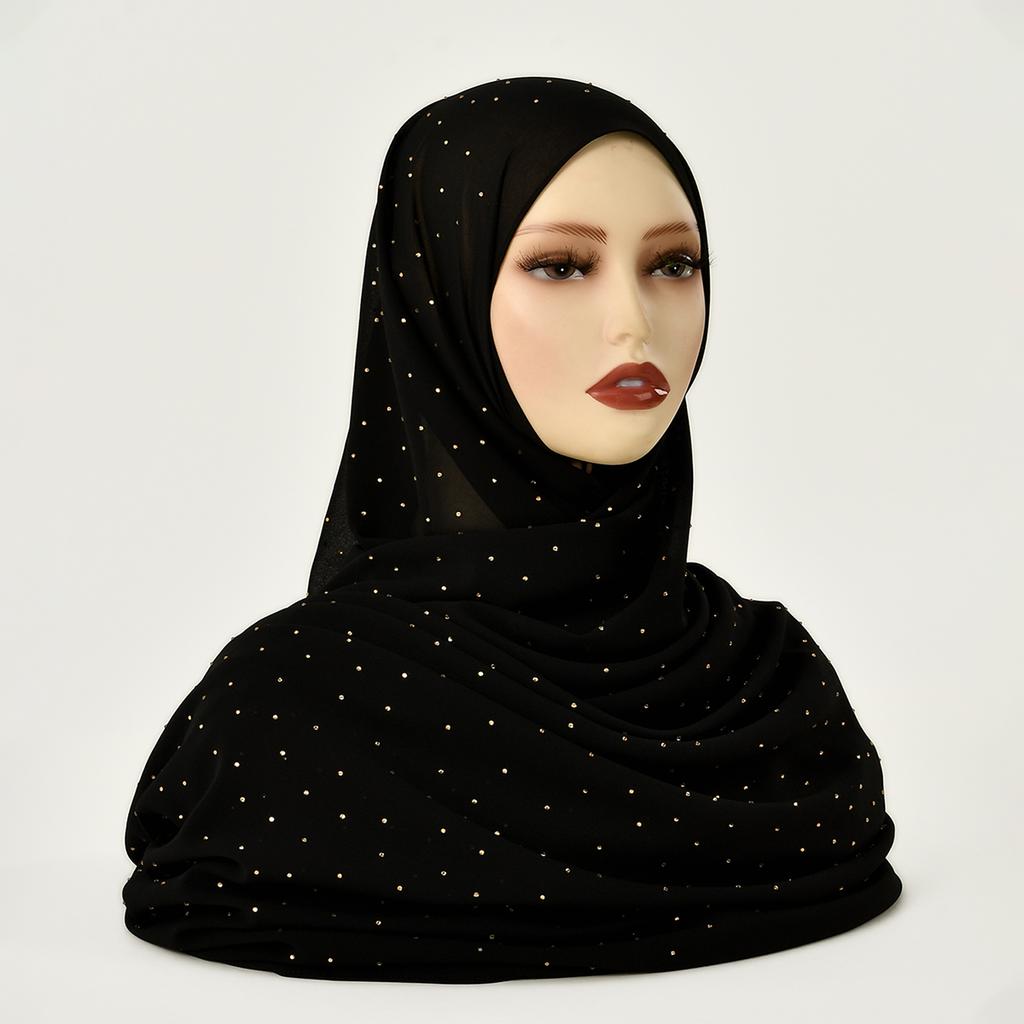 Yeni Taşlı Şifon Eşarp Tesettürlü Kadın Müslüman Tesettür Şallar Düz Bayan Moda Şal Sarma Şallar İslami Türban Kadın Başörtüsü