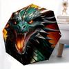 1pc Fiery Green Dragon Automatic Opening and Closing Umbrella, Lightweight 3-Fold, With Cute Cartoon Characters, Suitable for Home, Outdoor and D