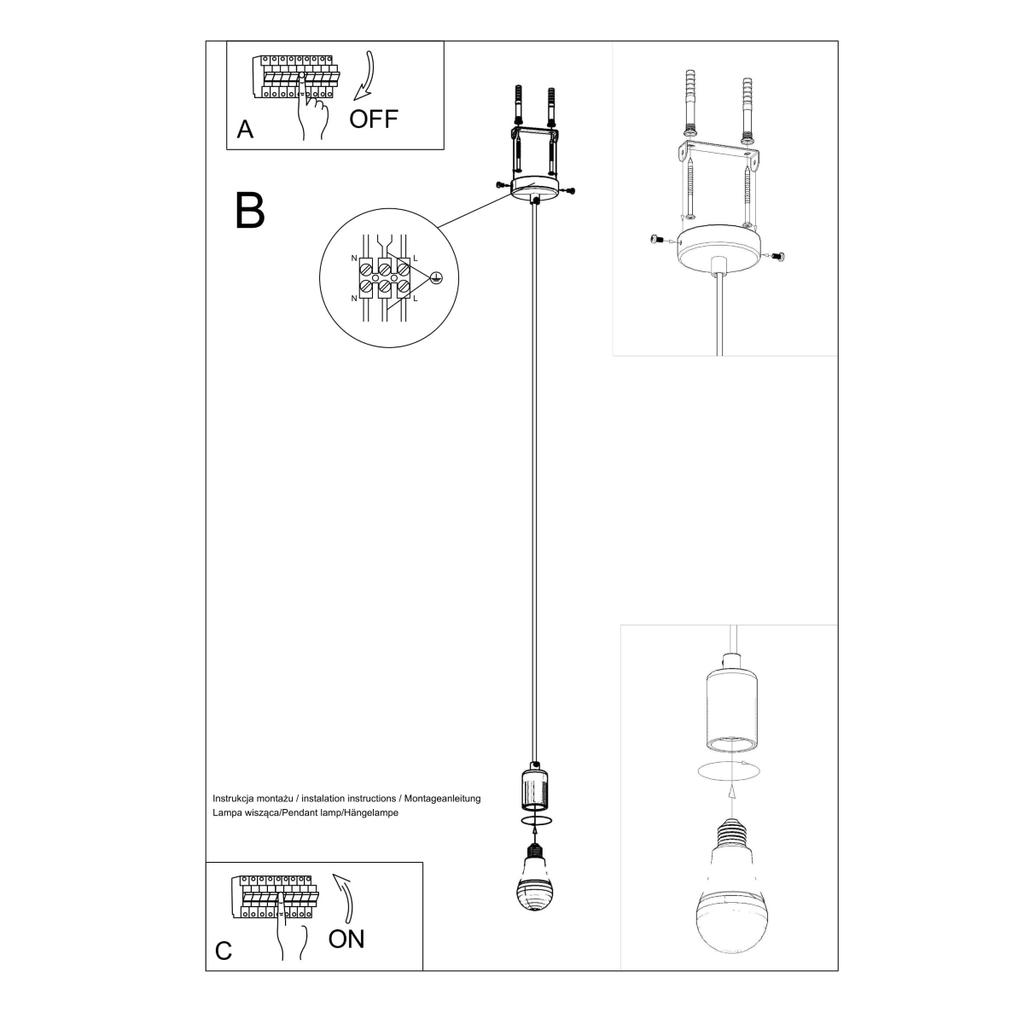 Lampa Wisząca Edison 1 E27 Czarny Sollux Sl.0152