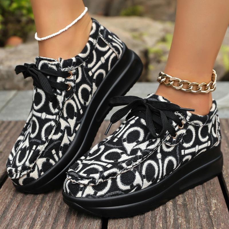 

Fashion 2025 New Women s Width Lace-Up Sneakers Comfortable Platform Casual Shoes Anti-Slip Color Block Sporty Walking Shoes Plus Size 36 чёрный