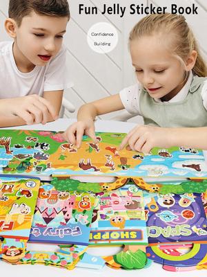 Reusable Sticker Books for Kids, 6 Sets Travel Removable Toddler Sticker Books for 3 4 5 Year Old Girls Boys Birthday Gifts Educ