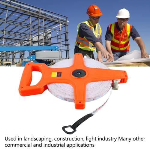 Open Reel Measuring Tape, 328 Feet, 100 Meters, Fiberglass Tape Measure, Retractable Folding Long Tape with Hand Crank - Open Tape Measure for Track a