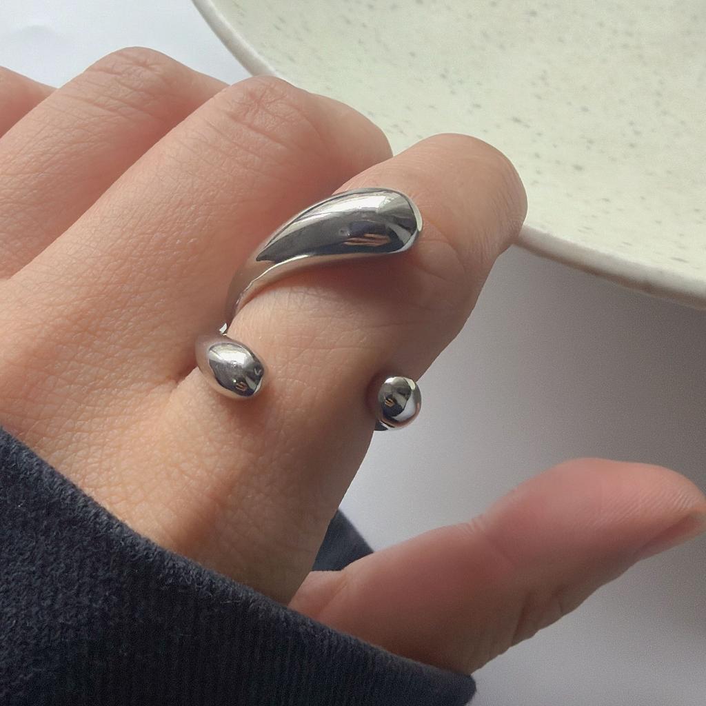 925 Sterling Silver Rings for Women Couple Minimalist Handmade Simple Big Line Ring Fine Jewelry Gift Prevent Allergy