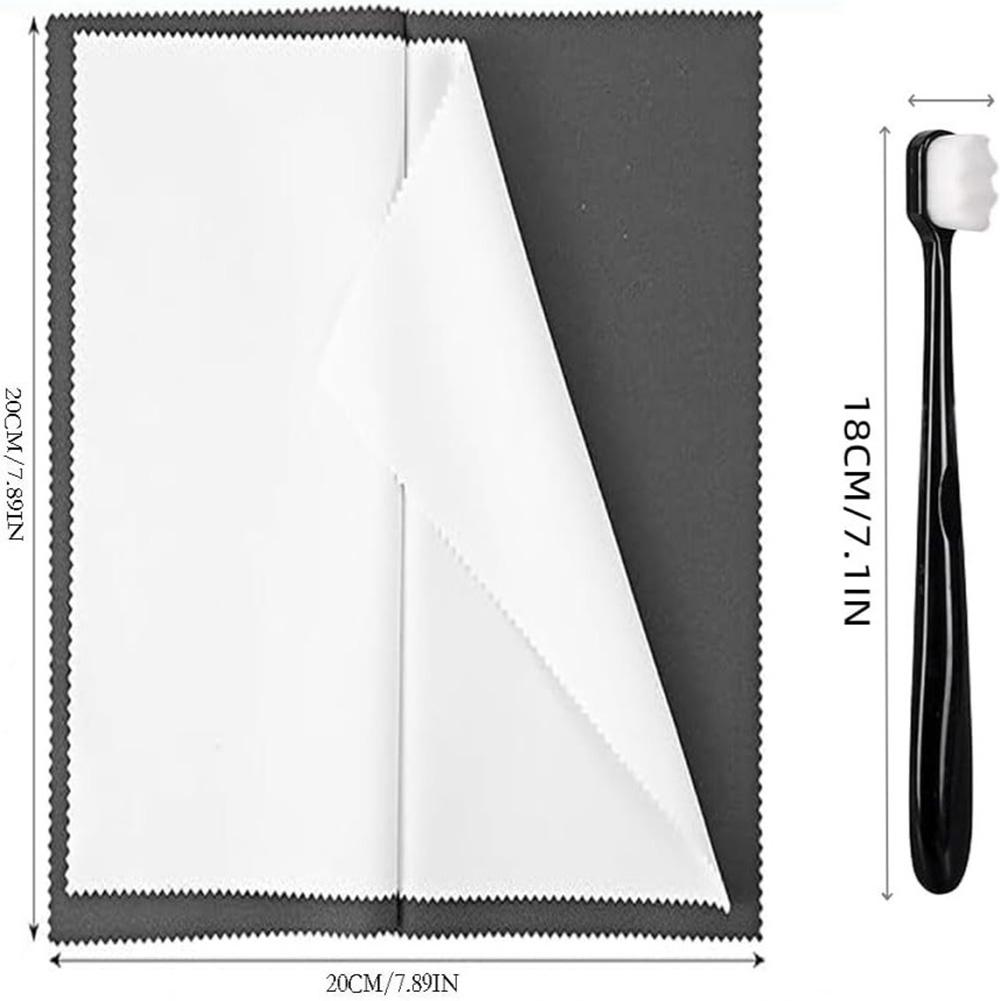 Jewelry Care Polishing Cloth Set with 2 Soft Brushes for Gentle Cleaning of Rings Necklaces Bracelets Watches and Earrings