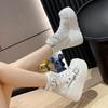 Fashion 9CM Women's High Platform Motorcycles Boots Winter Heels Puck Style Ankle Boots Female Chunky Sneakers Autumn Spring Shoes Woman