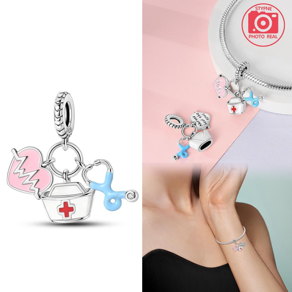 Charms Plata Nurse'S Three-In-One Pendant Copper Colors For Charms Copper Colors Original Bracelet For Jewelry Making
