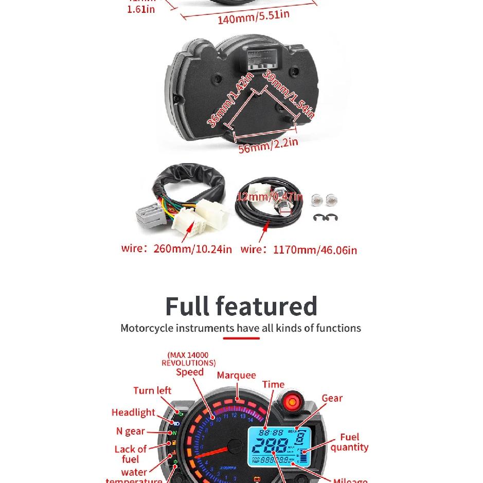New KTM Pulsar LCD Digital Odometer Speedometer Instrument Universal For Motorcycle Colors Speed Gauge Meter Sensor Set