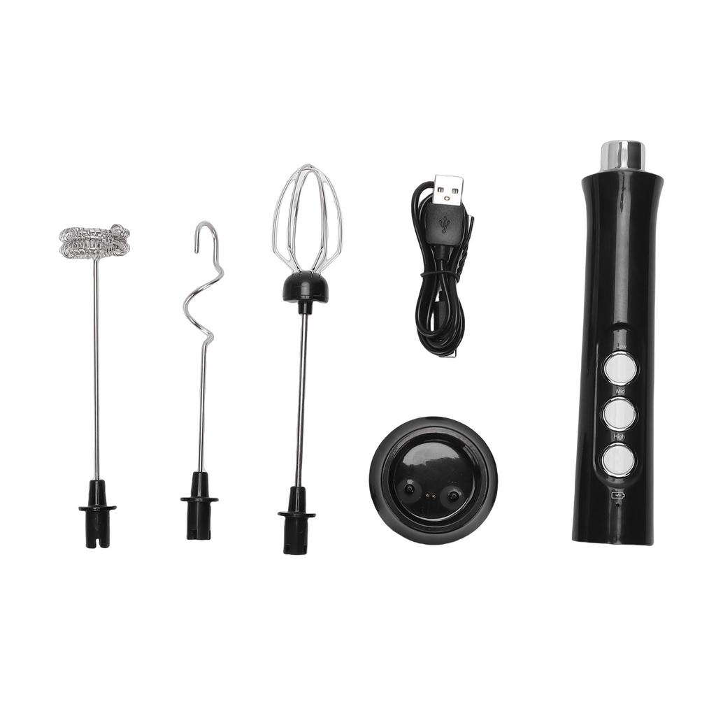 Rechargeable Milk Frother with Stand Handheld Milk Frother Wand Electric Whisk Drink Mixer Foamer for Coffee Egg Drink