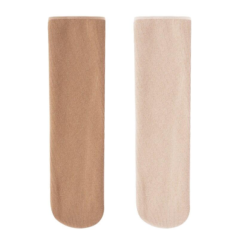 2 par damstrumpor för vintern, stickade, förtjockade, enfärgade, varma, andningsbara, mellanhöga, avslappnade golvstrumpor