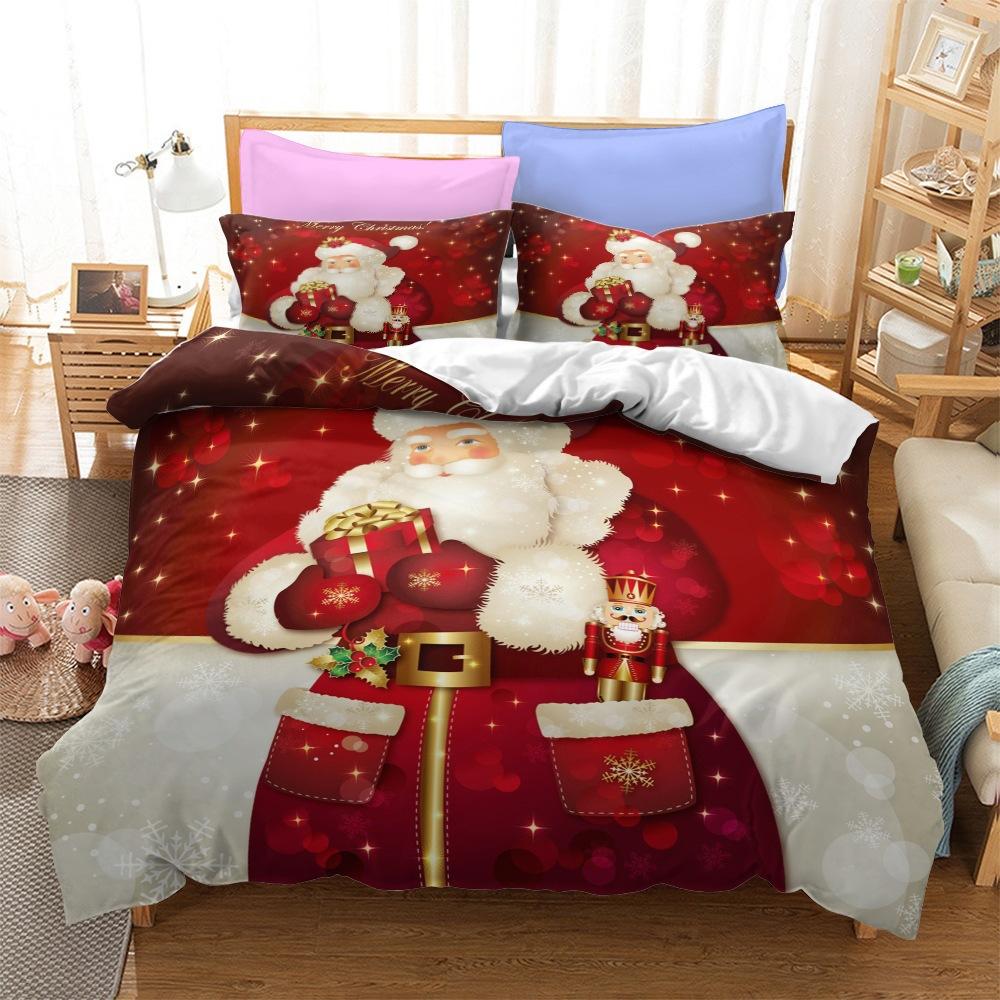 Christmas Series Bedding Three-Piece Home Textile Kit Digital Printing Production
