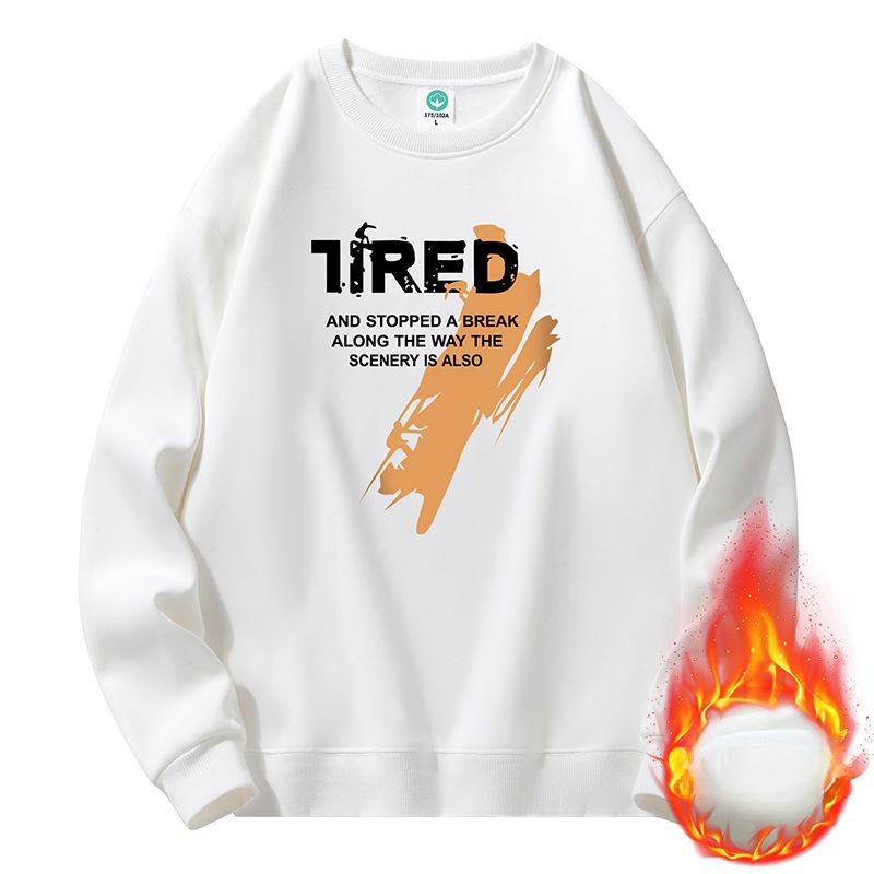 Autumn and Winter Men's Sweater Loose Fleece Thickened Pullover Teen Student Crew Neck Versatile Bottoming Shirt