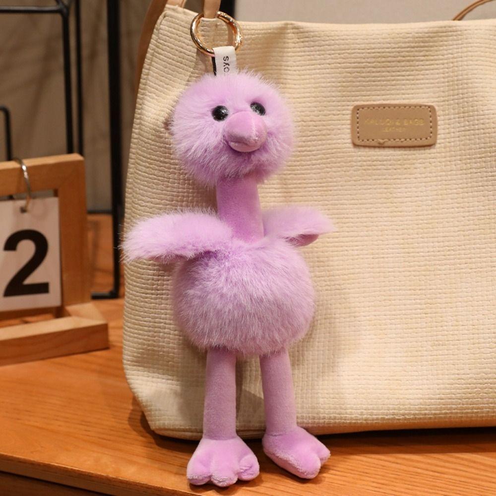 Furry Ostrich Plush Doll Pendant Cute Bird Plush Keychains Ostrich Plush Keychains Pendant Decor