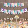 Unicorn Macaron Gradient "HIP HIP HOORAY" Birthday Banner Decoration Supplies
