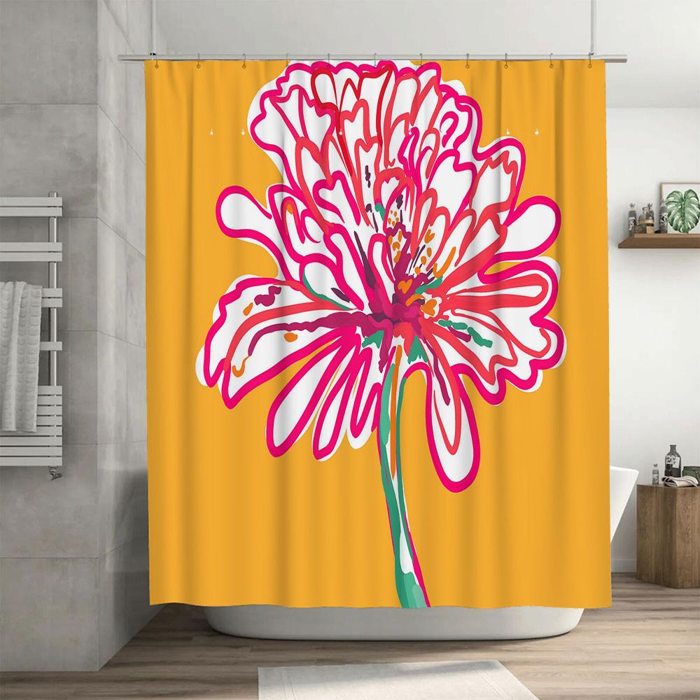 Decorate Your Bath with This Vibrant Orange Floral Shower Curtain Bathroom Home Decor Must-Have