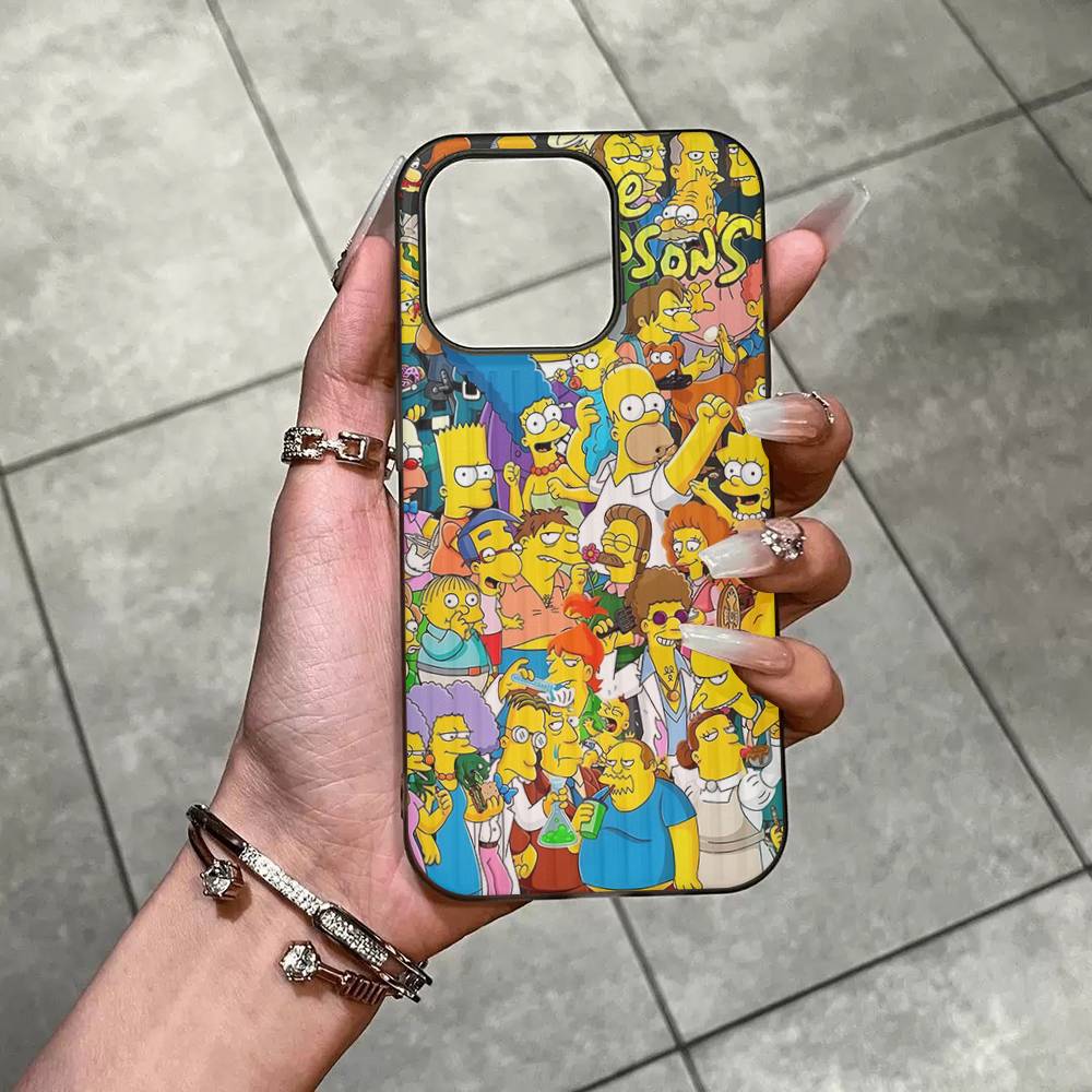 Custodia per Telefono Cartone Animato The S-Simpsons Per IPhone 11 12 13 14 15 16 17 Pro Max Plus Bordo in Silicone Ondulato