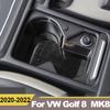 For Volkawagen VW Golf 8 MK8   2022 Stainless Steel Car Front Row Cup Holder Cover Mat Pad Auto Interior Accessories