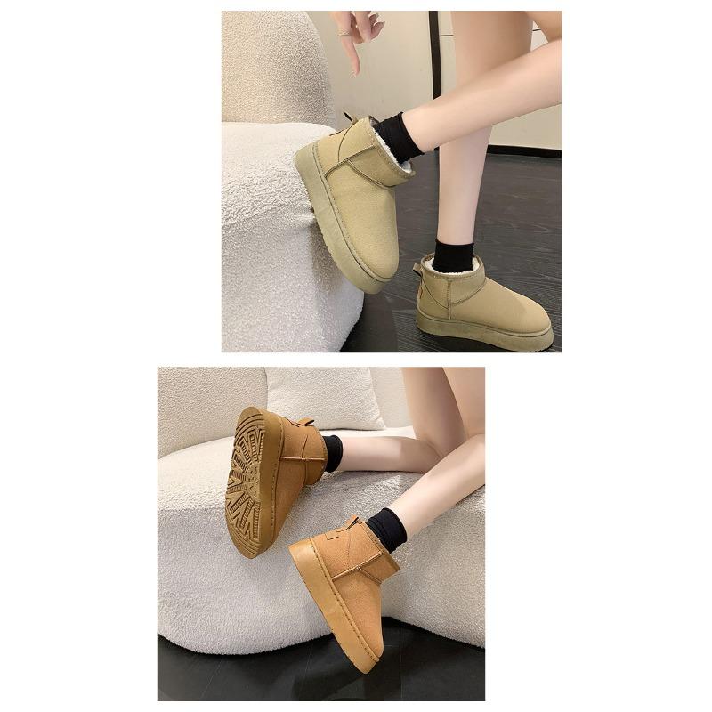 Winter New Snow Shoes Plus-size Flat Short Shoes for Women with Fleece and Thickened Warm Snow Boots for Women