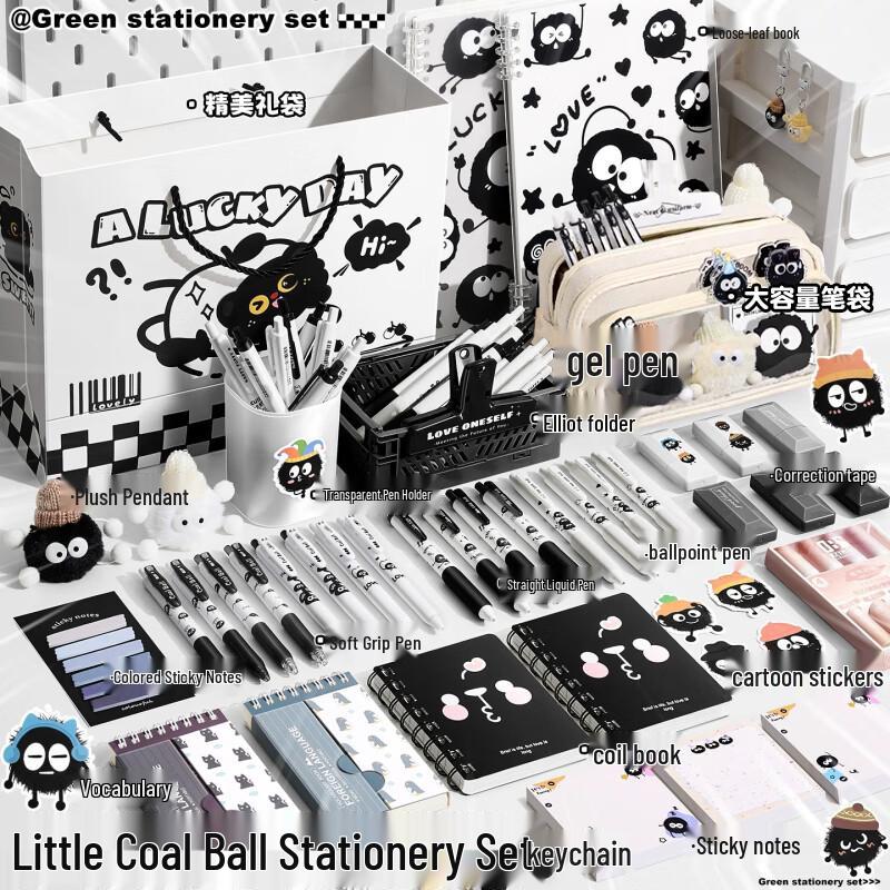 Meijiwan Little Coal Ball Transparent Pencil Case for Girls