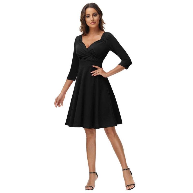 Новое женское платье Весна-Осень Горячая Распродажа Коктейльное Платье Средний Рукав Платье Темперамента S чёрный