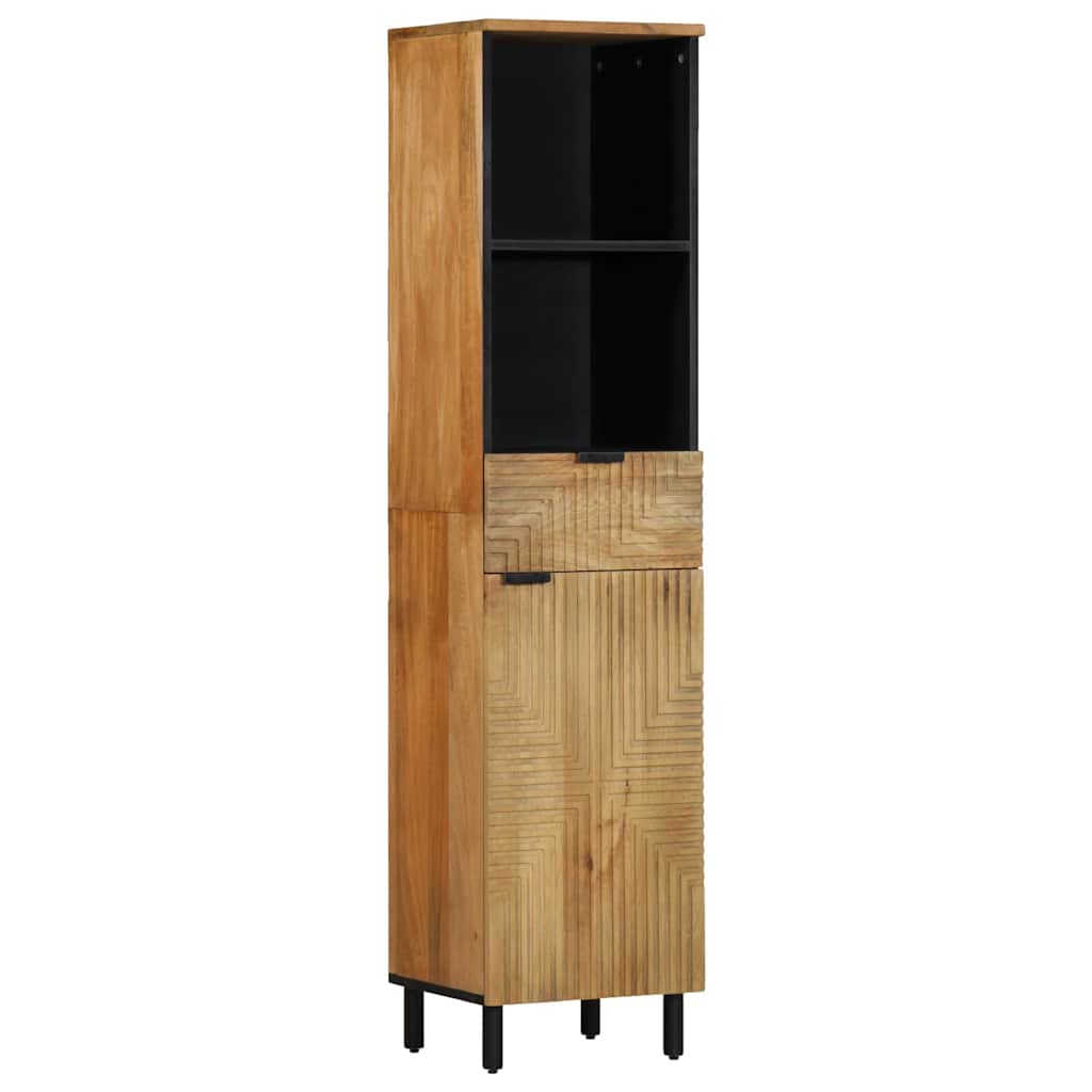 5 Piece Bathroom Furniture Set Brown Solid Mango Wood