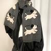 Korean Style Cashmere Blend Scarf Lightweight Knitted Shawl Fashion Puppy Pattern Scarf  Gift