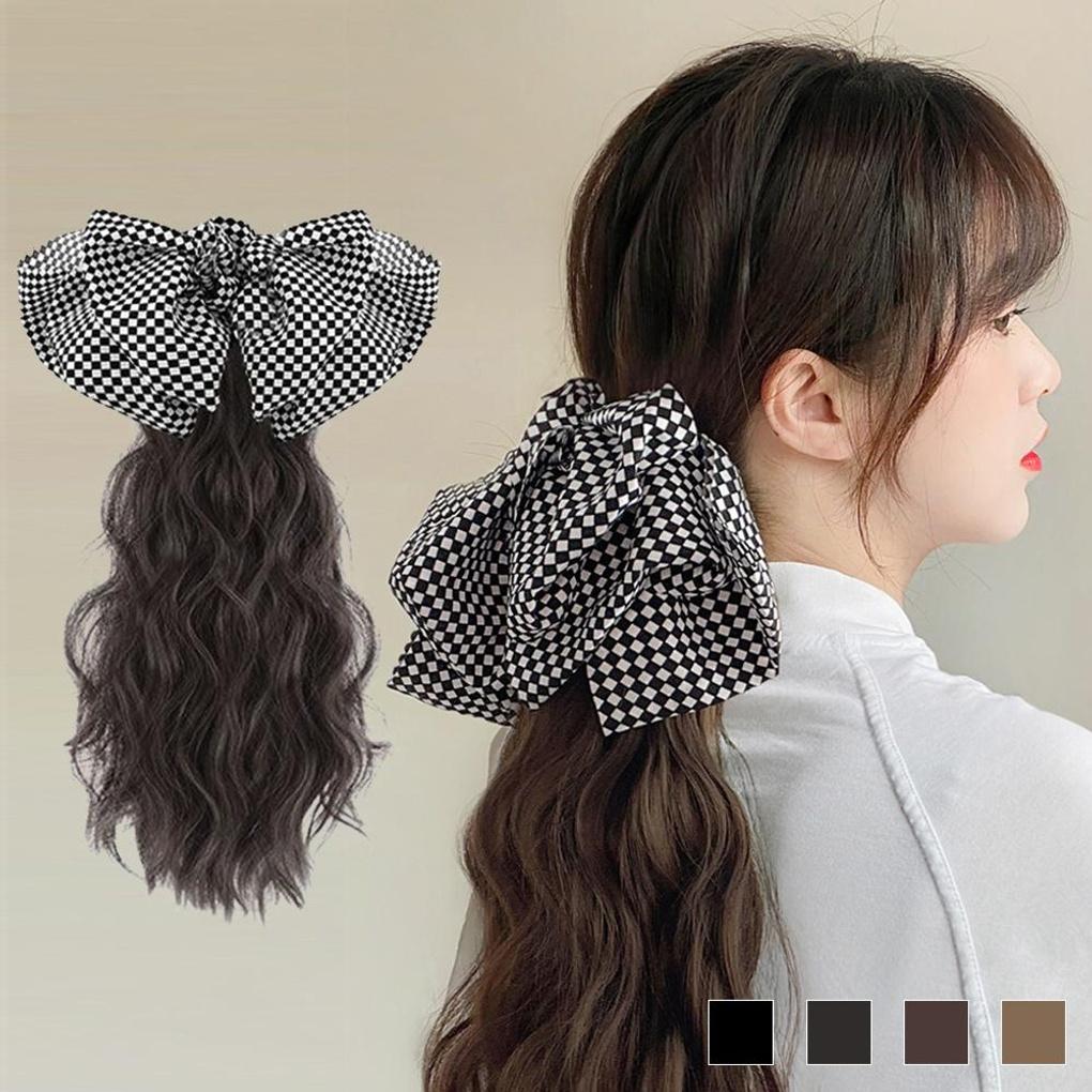Women s Daily Checker Hairpin Detachable Clip Wig Hairpin black