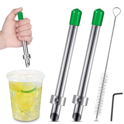Perfurador de Aço Inoxidável para Tampas de Plástico Perfurador de Tampas de Copos para Bebidas Profundidade Ajustável Ferramenta Perfuradora de Furos para Canudos para Copos de Limonada Tampas para Levar