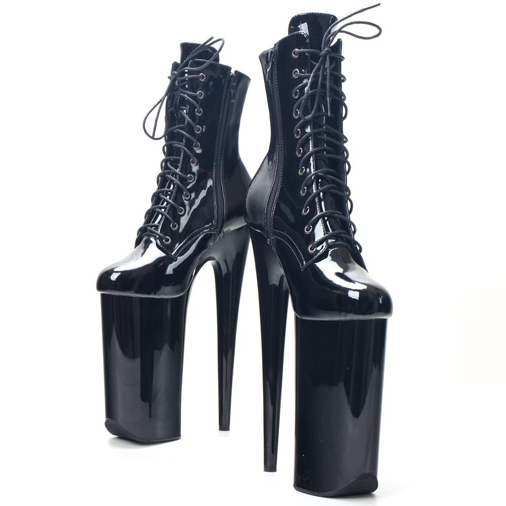 10" Heel And 6 3/4"(26CM) Platform Extreme High top Heels Pole Dancing Lace up Ankle In Stock Foot Protection
