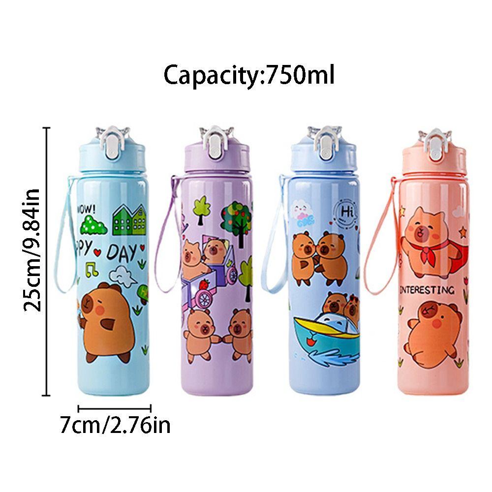750ml Cartoon Plastic Cup Cute Capybara Drinking Bottle Drinkware Capybara Water Bottles  Summer