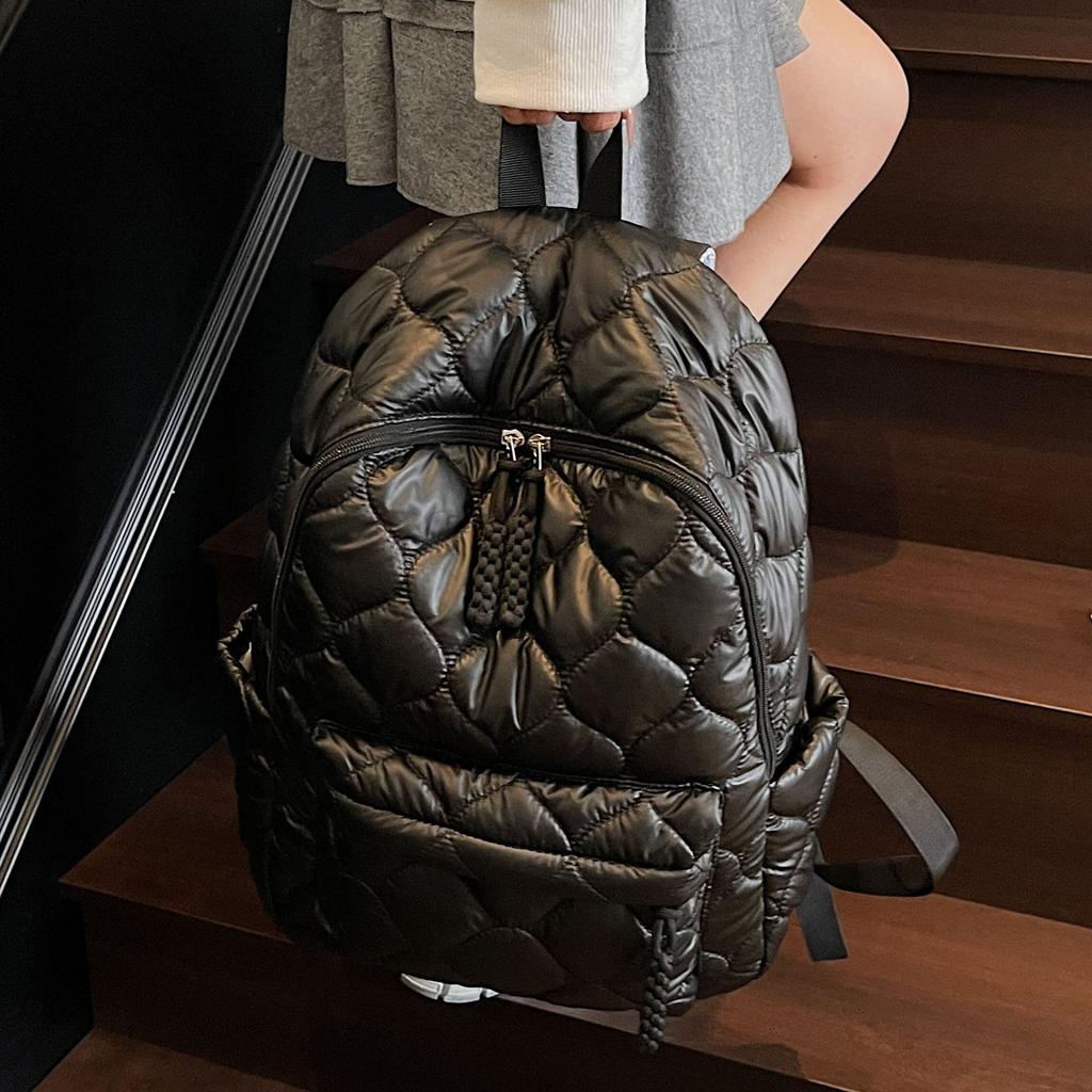 New down cotton jacket backpack fashion rhombus student schoolbag new large capacity leisure travel backpack