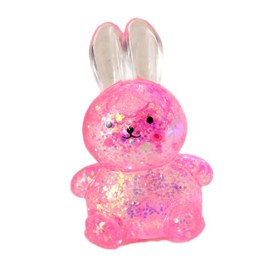 1/4Pcs Transparent Glitter Bunny Squeeze Toy Slow Rebound Stress Relief Cartoon Rabbit Sensory Toy Decompression Animal Stress Ball