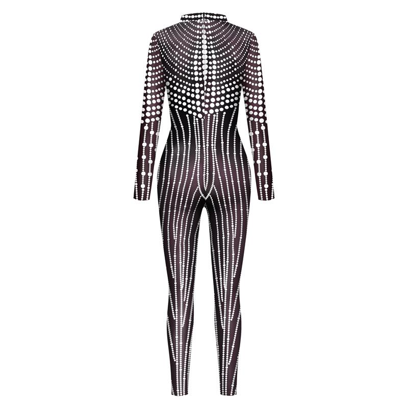 Lace Sequins Pattern 3D Printed Slim Bodysuit Skinny Carnival Cosplay Costumes Fancy Outfit Catsuit Mujer