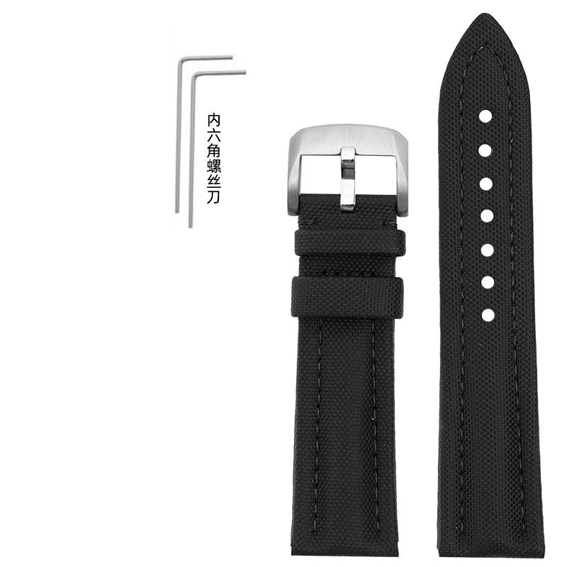 For BLANCPAIN Co branded Fifty Fathoms Five Oceans Nylon silicone bottom Watch Strap Black Men's Canvas Bracelet 22MM Watchband
