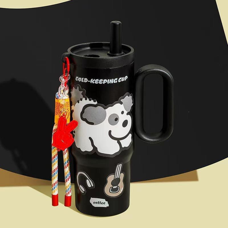 Big Mac Bingba Cup Stainless Steel Thermos Cup Large Capacity Portable Macaron Straw Cup