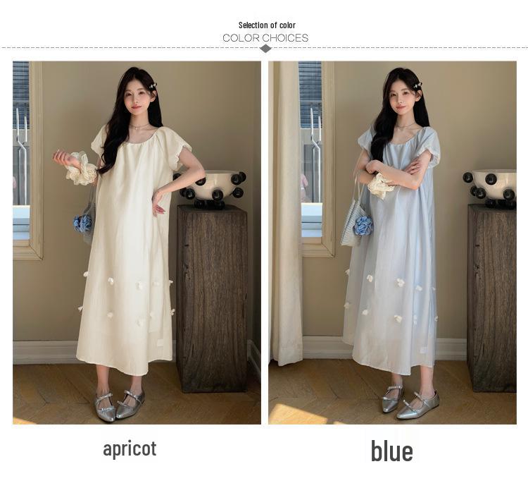 Elegant Korean-Style Maternity Dress 2026: Fresh, Loose, and Lightweight Over-the-Knee Summer Dress
