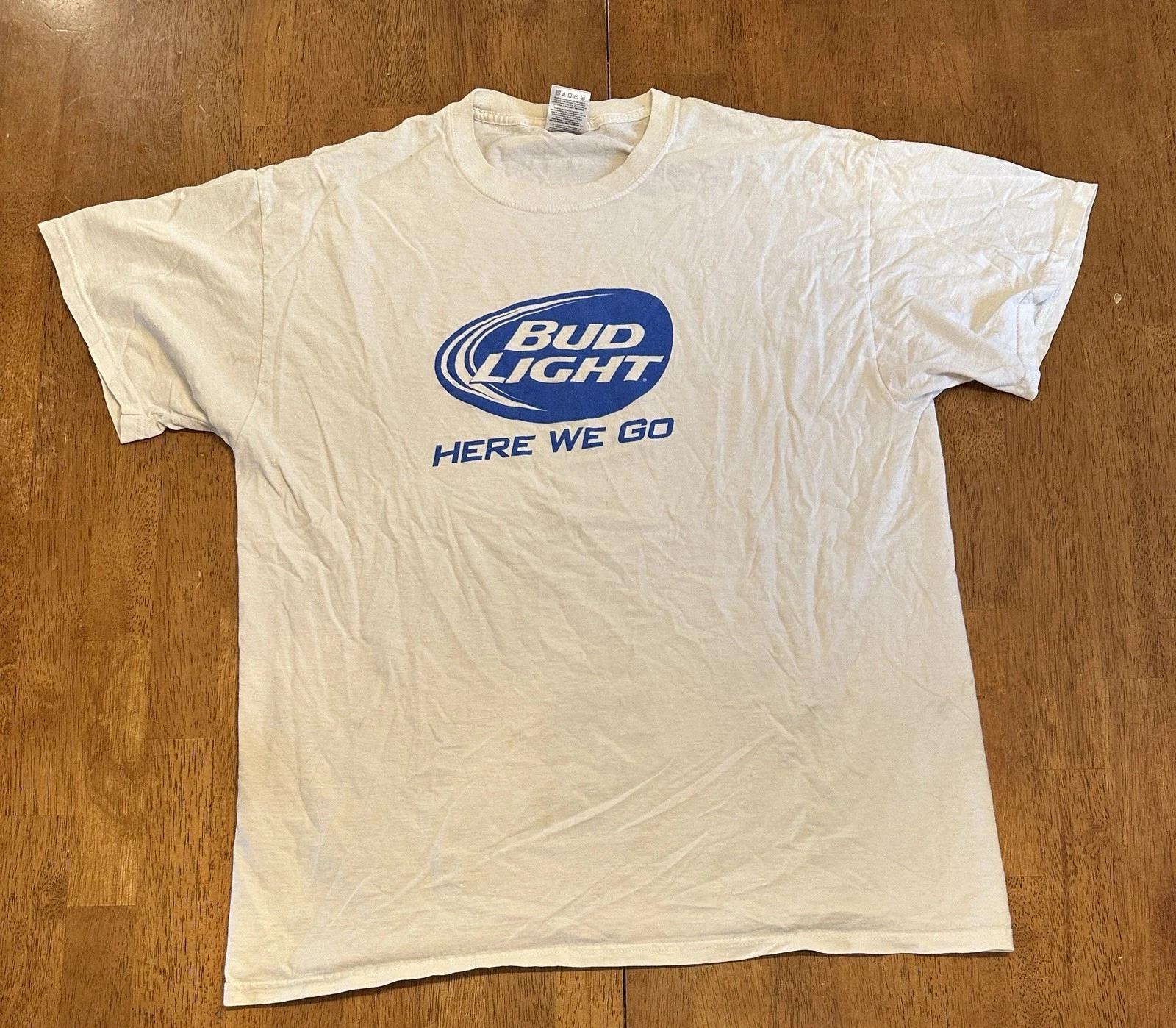 Vintage Bud Light Here We Go T Shirt XL Y2K 4XL