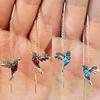 Spreading Wings Hummingbird Crystal Earrings European American Fashion Jewelry Creative Gift Bird Earline Jewelry