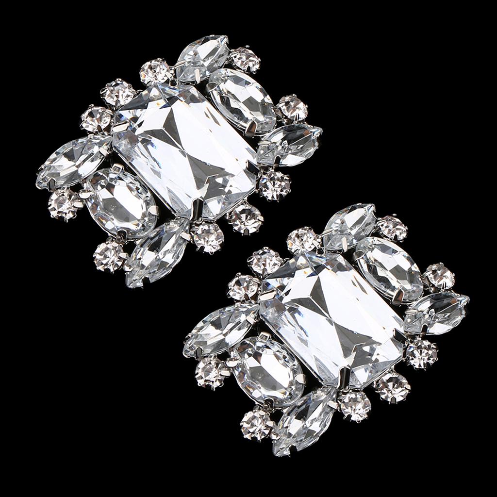 2 Pack Fashion Rhinestone Shoes Shoe Decoration Charms Flowers Crystals Wedding Party Clips