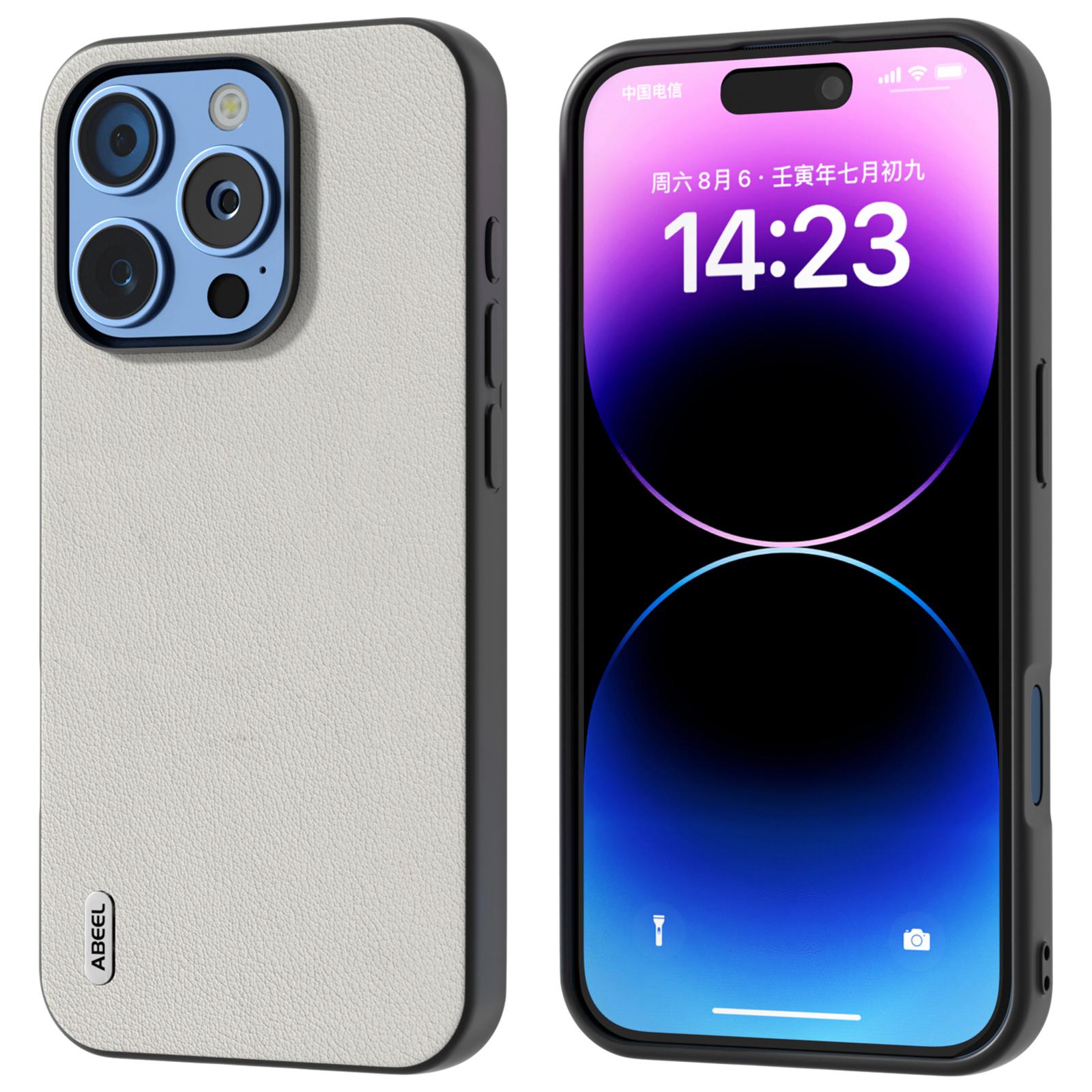 

ABEEL For iPhone 16 Pro Max Case Anti-Scratch Genuine Cow Leather Back Phone Cover C