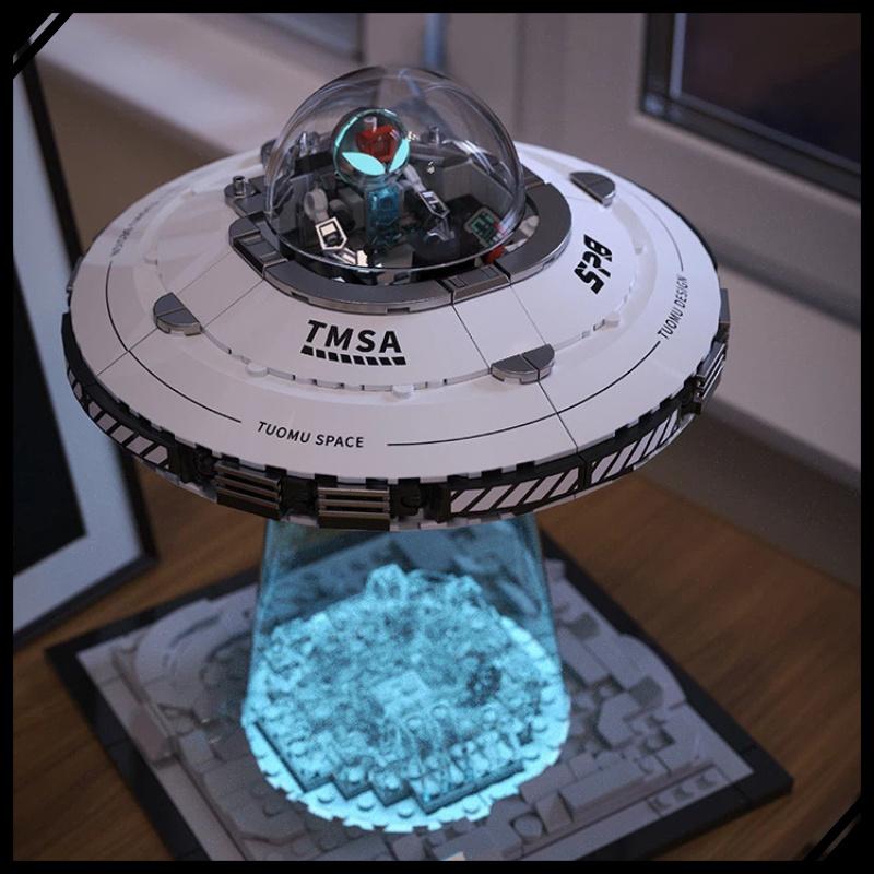 UFO Raumschiff Bausteine Set Hoher Schwierigkeitsgrad Montage Raumschiff Modell Pädagogisch Konstruktion Sammlerstück Ausstellungsspielzeug