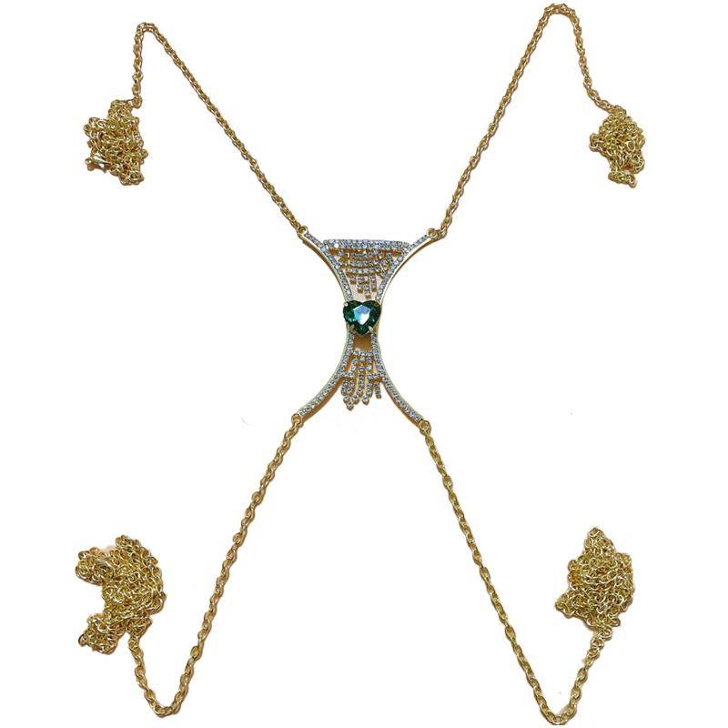 Luxury Heart Crystal Chest Bra Jewelry Rhinestones Body Chain Necklace Bra Chain Jewelry Body Jewelry For Women Sexy